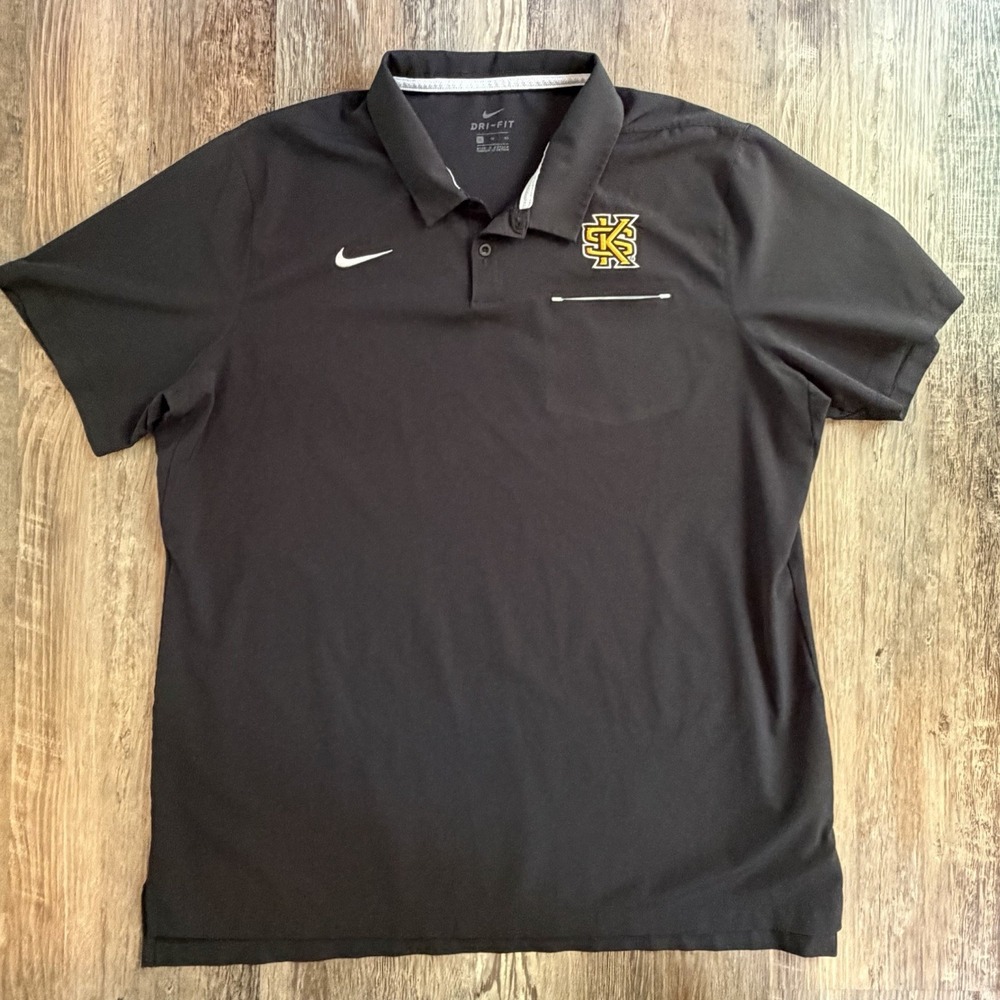 Nike Kennesaw State Owls Shirt Men's XL Golf Polo Black Gray‎ Yellow Dry Fit